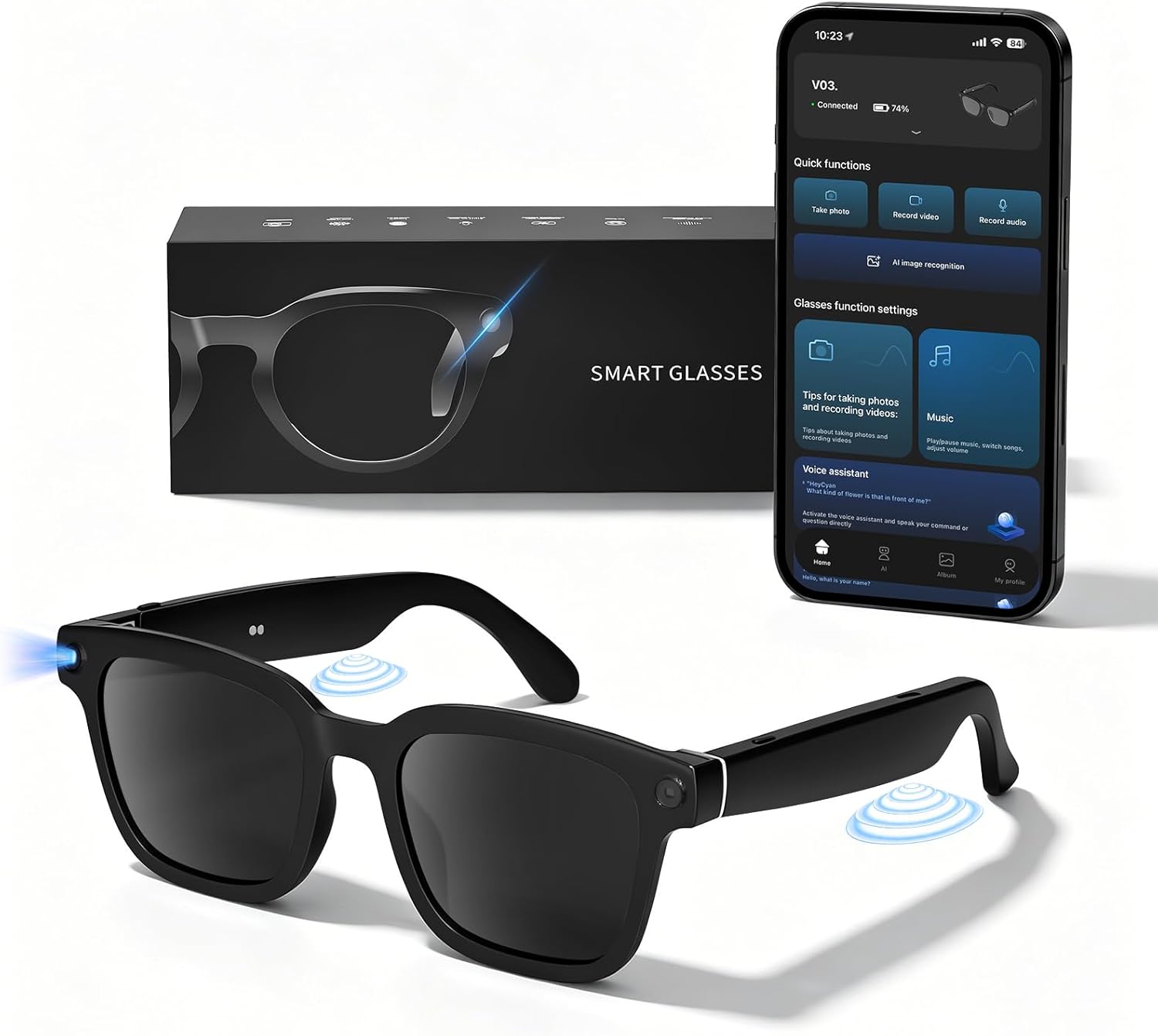 HD Camera Bluetooth Smart Glas - Smart Glasses Lens บทวิจารณ์และราคา