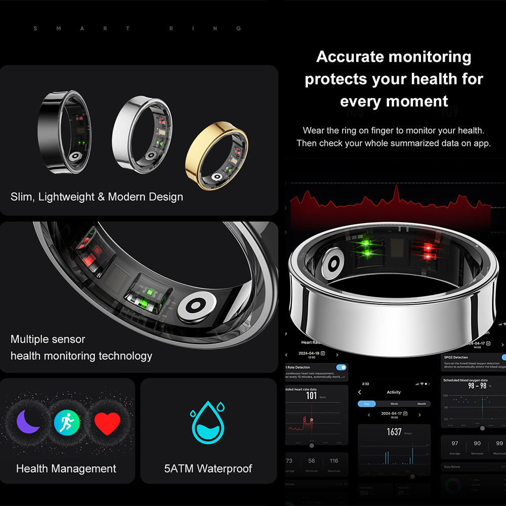 R09 Stainless Steel Smart Ring - Temperature Ring Skin บทวิจารณ์และราคา
