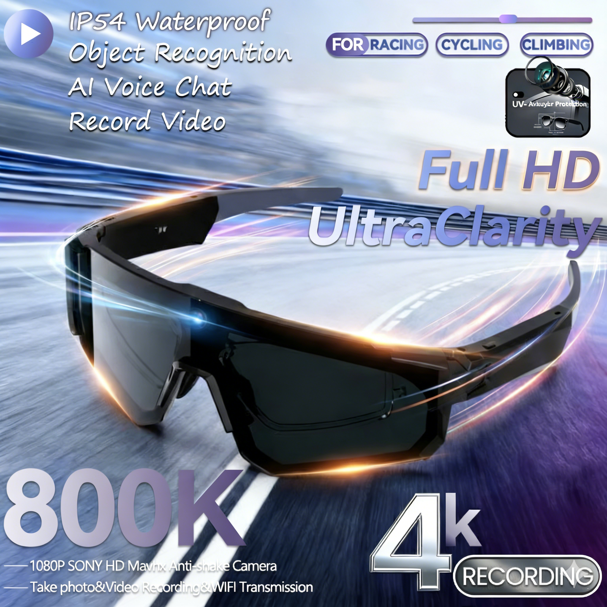 HD 4K 800WCamera 32GB Sport Sm - Smart Glasses Lens บทวิจารณ์และราคา