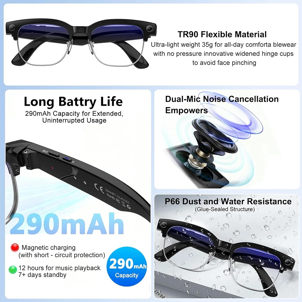 4K Smart AI Glasses 8MP Camera - Smart Glasses Lens บทวิจารณ์และราคา