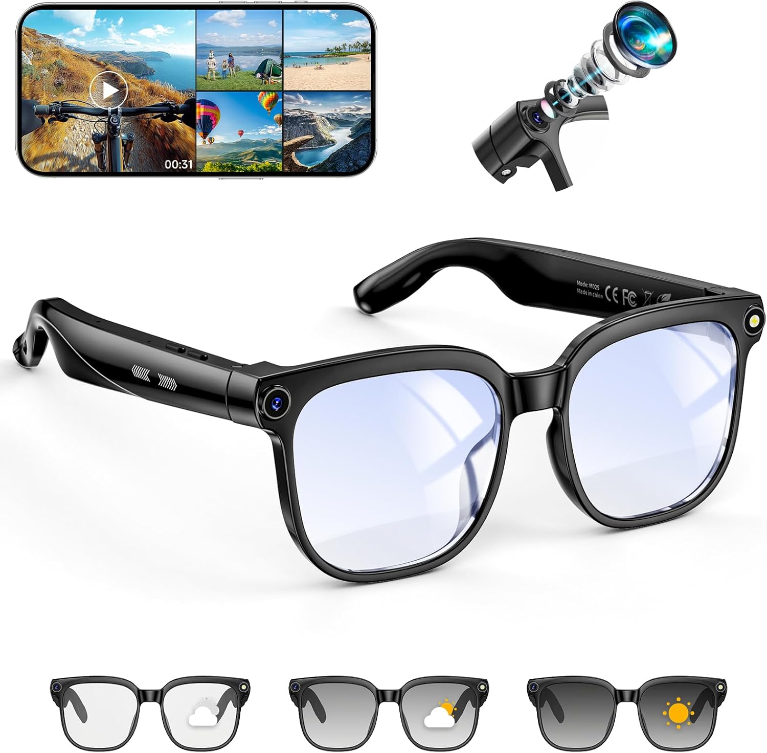 8MP Camera Smart Glasses: 4K P - Smart Glasses Lens บทวิจารณ์และราคา